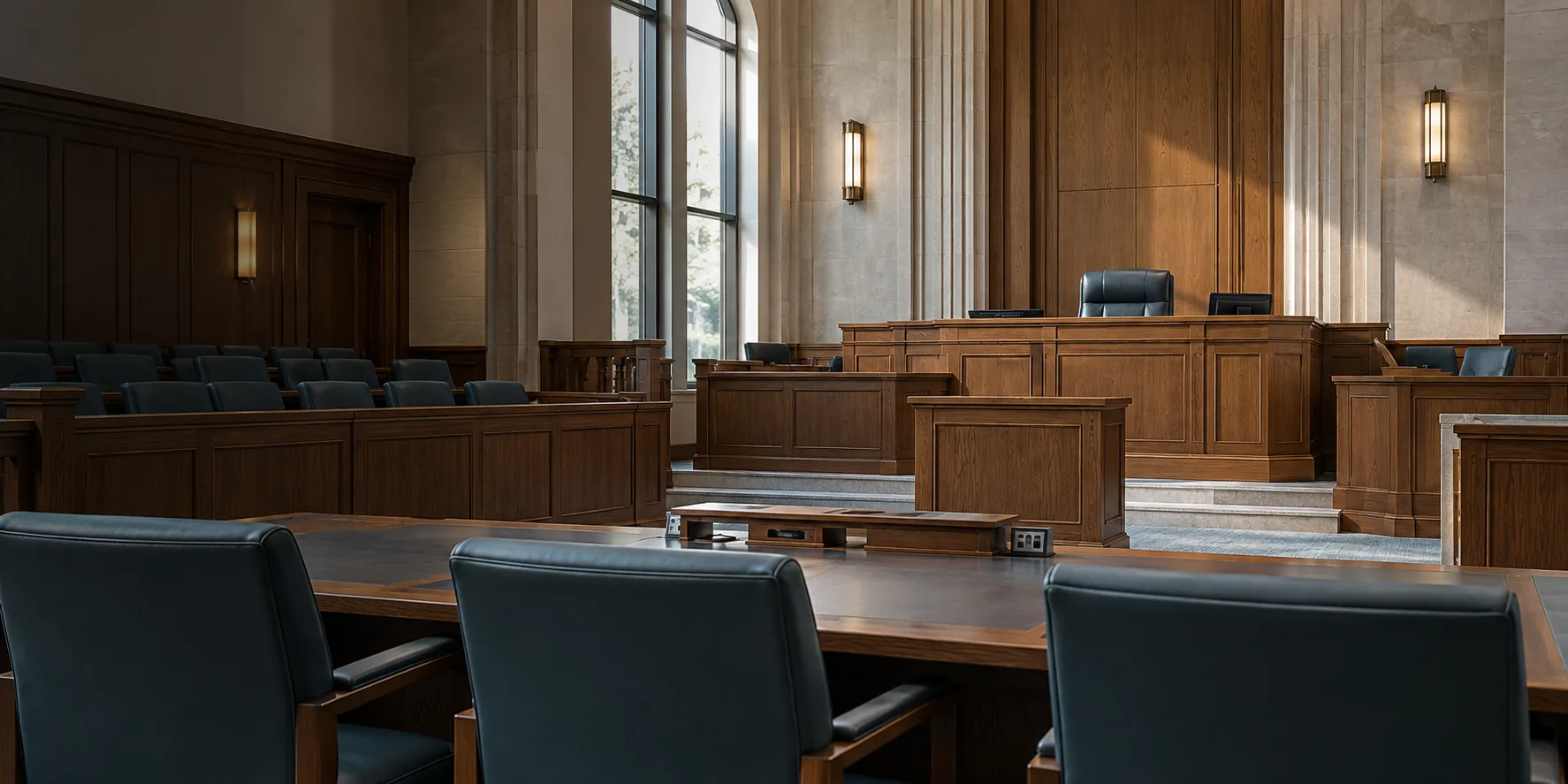 Empty courtroom for Criminal Law representation