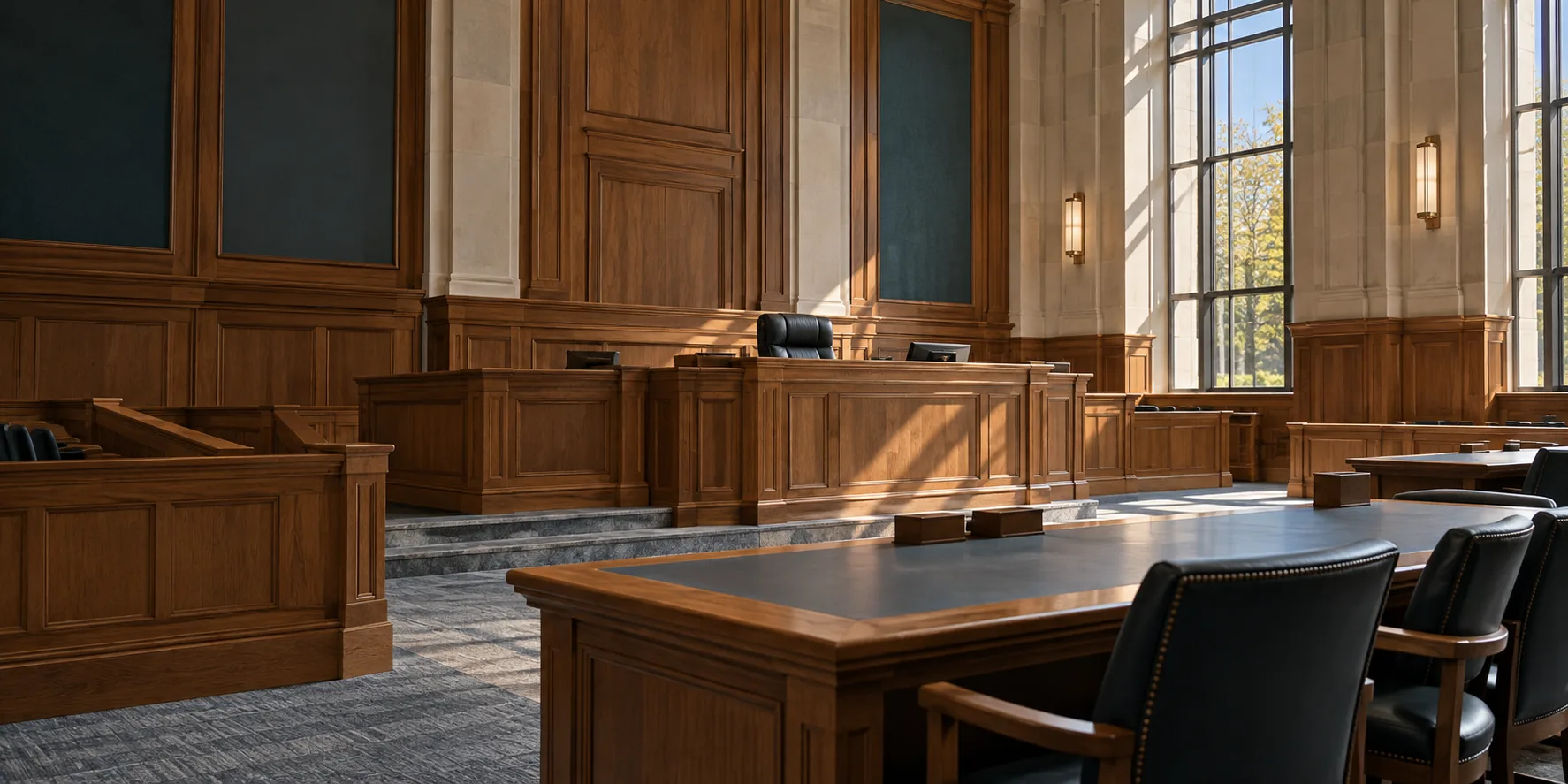 Empty courtroom for Real Estate representation